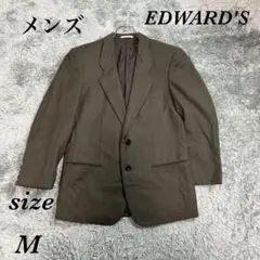 EDWARD'S エドワーズ (M) ノーカラージャケット Vネック 肩パッド付