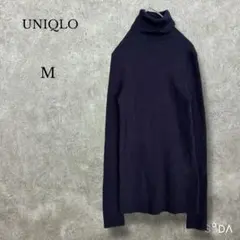 エクストラファインメリノリブタートルネックセーター ネイビー