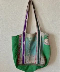 1370 大きめトート　トートバッグ　ラリーキルト　カンタキルト　大容量 ヴィンテージ・ラリーキルトbigトートバッグ(ピンク系)