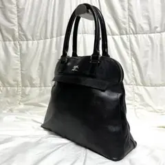 クレージュ　ハンドバッグ　サフィアーノレザー　ドーム型　ロゴ金具　黒