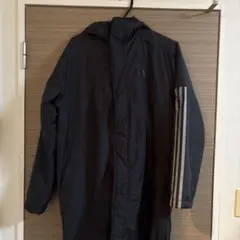 adidas ブラック ベンチコート フード付き