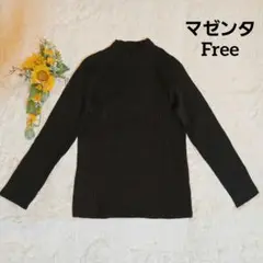 MAGENTA ミドルネック ニット 黒 シンプル 秋冬 マゼンタ フリー
