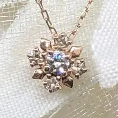 【箱付】ジュエリーカンダ K10PG ダイヤモンドフラワー ネックレス 箱付】ジュエリーカンダ K10PG ダイヤモンドフラワー ネックレス