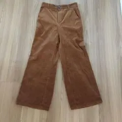 ブラウン コーデュロイ ワイドパンツ