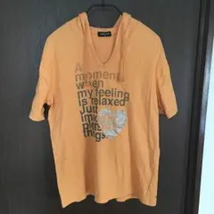 オレンジ フード付きシャツ