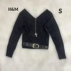 00s y2k モヘア　シャギーニット　短丈　Vネック　平成ギャル　海外