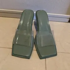 グリーン クリアヒール トングサンダル