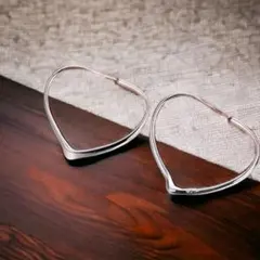 フープピアス silver925 おしゃれ かわいい SV925 韓国 ハート