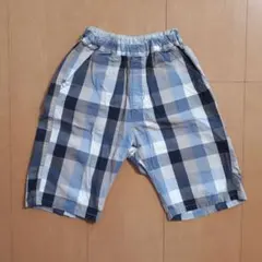綿100% 青系チェック柄 半ズボン サイズ100