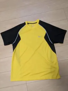 気分も上がる！NIKE DRI-FIT ランニングTシャツ イエロー L