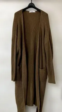 GRL リブ編みブラウンロングカーディガン