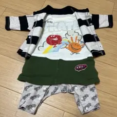 【BREEZE】ストライプカーディガン風ロンパース　60cm