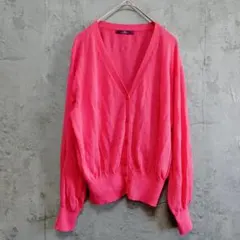 美品【アーバンリサーチ】Vネック　シアーカーディガン　フリーサイズ　ピンク