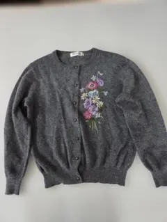 古着 お花 刺繍 ふんわり ニット カーディガン セーター