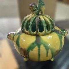 未使用保管品　十三代横石嘉助　長崎三彩　飾壺四耳　インテリア　お正月 0220537190_1.jpg