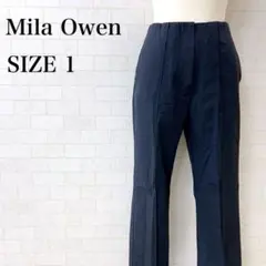 ミラオーウェン ネイビードレスパンツ ゴムウエスト 上品　無地　ストレート　M