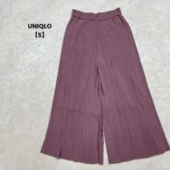 a875＊UNIQLO プリーツパンツ　くすみパープル【S】綺麗めカジュアル