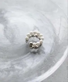 iso 2連パールコンビメタルチェーンイヤカフ