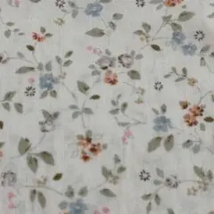 花柄 綿プリント生地 ホワイト