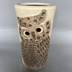 信楽焼傘立て  ふくろう彫 高さ４7cm