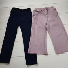 キッズ パンツ 2点セット ネイビー・ピンク しまむら裏起毛ほか