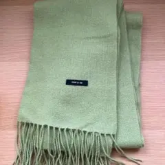 COMME CA ISM ライトグリーン　マフラー フリンジ付き　カシミア