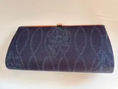 和服　和装　着物に♪結城紬　真綿紬系ハンドバッグ　クラッチバッグ　鞄　中古美品