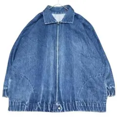 ユーロ古着 デニムジャケット フルジップ ブルゾン ドルマンスリーブc75①