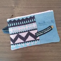 デニムリメイクポーチ☆カードポケット付きマルチポーチ☆オルテガ