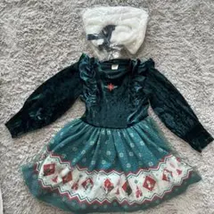 アナと雪の女王　Litte 緑色 ドレス 100cm 襟付き