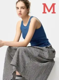新品 ユニクロ / リブブラトップ・アメリカンスリーブ（BLUE・Mサイズ）