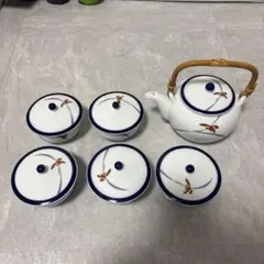 【美品】香蘭社　花模様急須と湯飲みセット 5客