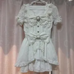 LIZLISA フロントカシュクールBIGリボンセットアップ ホワイト 白