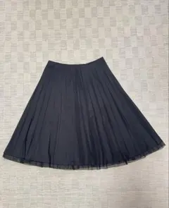 COMME CA ISM 黒プリーツスカート ひざ下丈