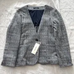 ノーカラーツイードジャケット