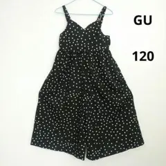 未使用　GU
女の子　ガウチョパンツ
サロペット
黒色
ドット柄
120
