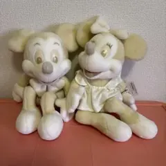 ミッキー　ミニー　ぬいぐるみ　レトロ　ホワイト