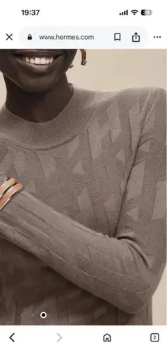 HERMES ロングドレス Hロゴ ニットワンピース 42 ブラック