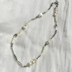 ハンドメイドアクセサリー　ビーズアクセサリー ビーズネックレス 淡水パール