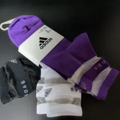 adidas ソックス 3足セット 紫・黒・白