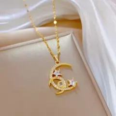 【新作】ムーンスター✨キラキラ✨ネックレス czダイヤ サージカルステンレス
