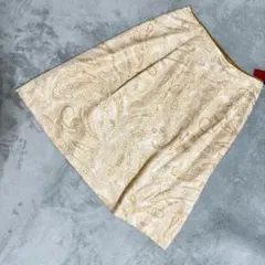 【新品】AMACA ペイズリー柄 フレアスカート 38 ベージュゴールド 上品