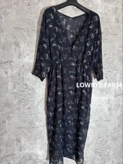 ☘️LOWRYS FARM 花柄 Vネックカシュクールシフォンワンピース 七分袖