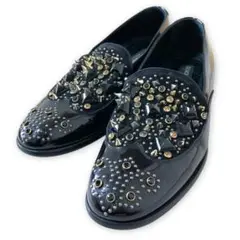 極美品 Dolce & Gabbana スタッズ ビジュー エナメルローファー
