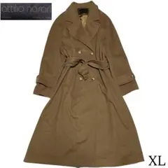 【カシミヤ30%×イタリア製】マキシ丈ダブルチェスターコート キャメル XL