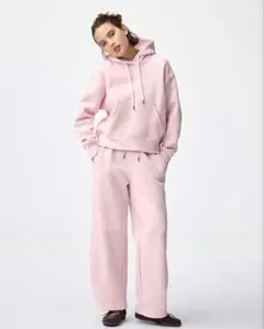 GU ヘビーウェイトスウェットバレルレッグパンツ ピンク　XL