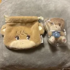 mikko ぬいぐるみ2とフェイス巾着のラテ