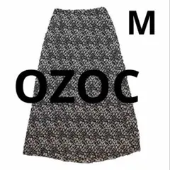 OZOC 花柄スカート　ちりめん　しわ加工　白黒のサムネイル