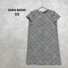 a2026＊ZARA BASIC 半袖ワンピース　グレー系【S】総柄　綺麗めのサムネイル