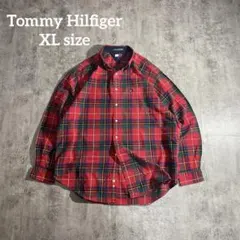 Tommy Hilfigerネルシャツ赤XLフランネルシャツvintage90s